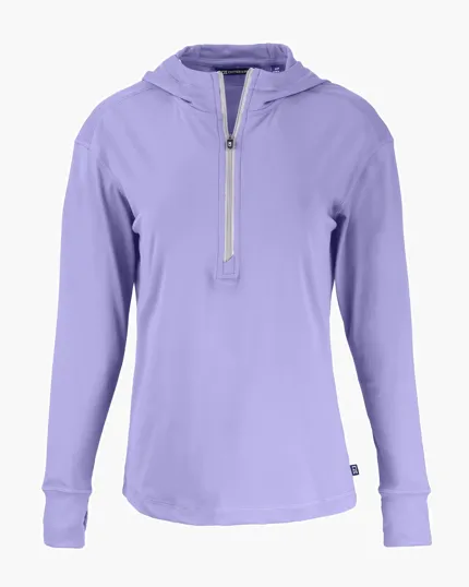 Daybreak Recycled Womens Half Zip Hooded Pullover — view 4