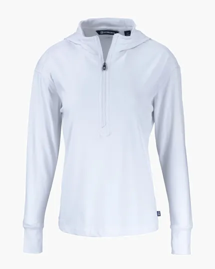 Daybreak Recycled Womens Half Zip Hooded Pullover — view 8