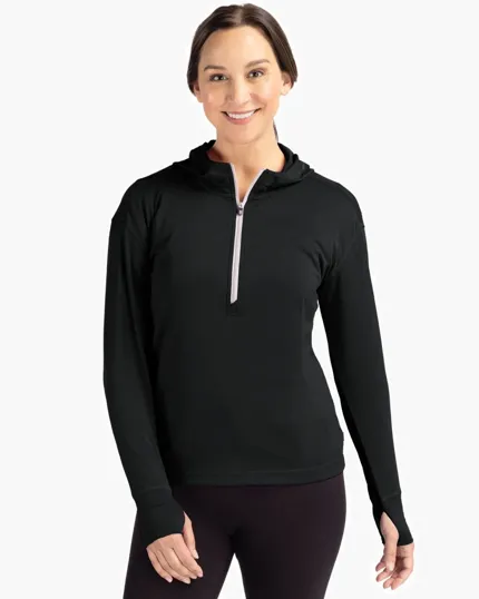 Daybreak Recycled Womens Half Zip Hooded Pullover — view 16