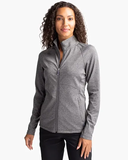 Adapt Recycled Soft Knit Stretch Women's Heathered Full Zip Jacket — view 2