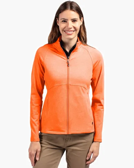 Adapt Recycled Soft Knit Stretch Women's Heathered Full Zip Jacket — view 3