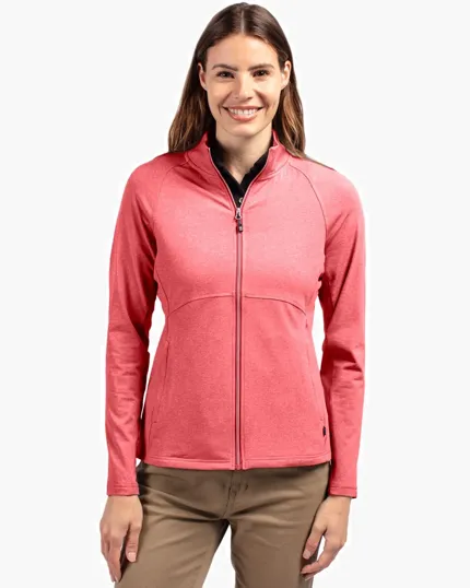Adapt Recycled Soft Knit Stretch Women's Heathered Full Zip Jacket — view 5