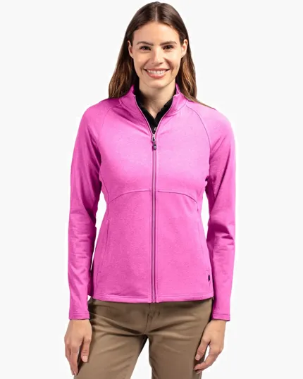 Adapt Recycled Soft Knit Stretch Women's Heathered Full Zip Jacket — view 6
