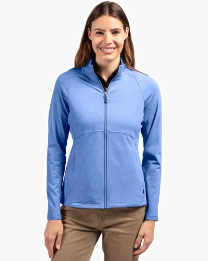 Adapt Recycled Soft Knit Stretch Women's Heathered Full Zip Jacket — view 9