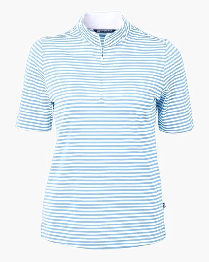 Virtue Recycled Stripe Featherlight Pique Women's Half Zip — view 7