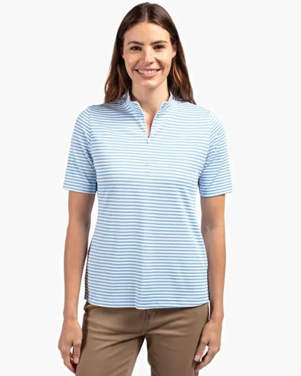 Virtue Recycled Stripe Featherlight Pique Women's Half Zip