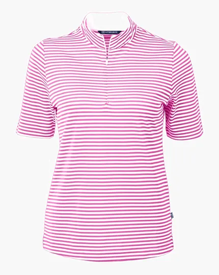 Virtue Recycled Stripe Featherlight Pique Women's Half Zip — view 8