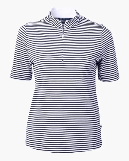 Virtue Recycled Stripe Featherlight Pique Women's Half Zip — view 9