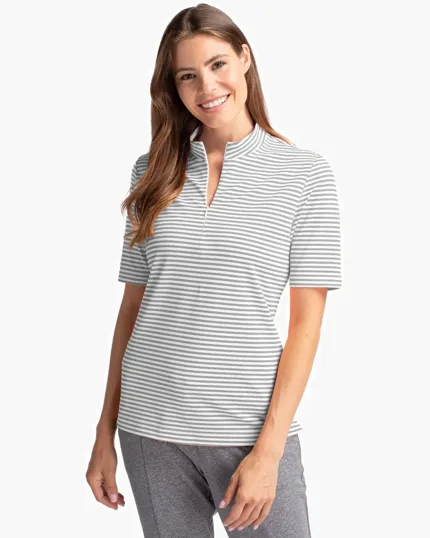 Virtue Recycled Stripe Featherlight Pique Women's Half Zip — view 4