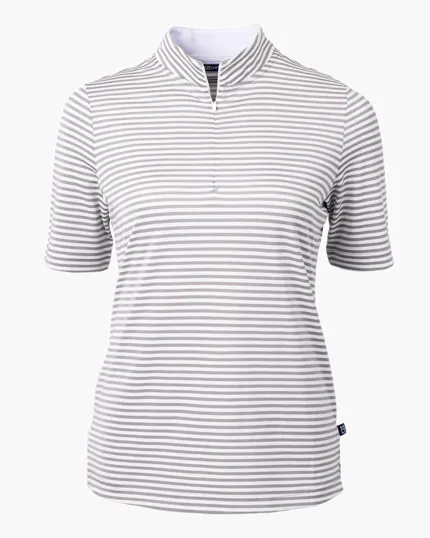 Virtue Recycled Stripe Featherlight Pique Women's Half Zip — view 10