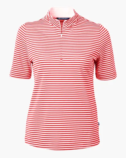 Virtue Recycled Stripe Featherlight Pique Women's Half Zip — view 11