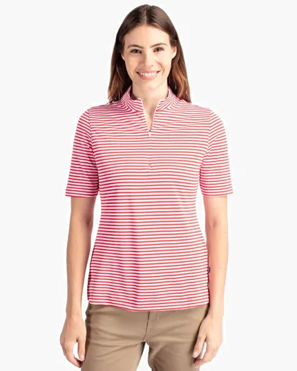 Virtue Recycled Stripe Featherlight Pique Women's Half Zip — view 5