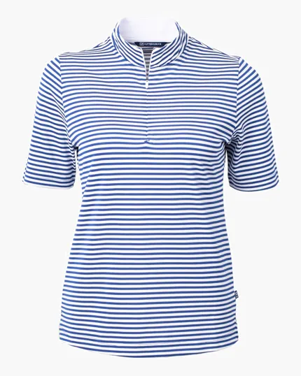 Virtue Recycled Stripe Featherlight Pique Women's Half Zip — view 12