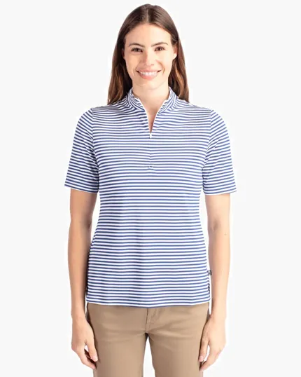 Virtue Recycled Stripe Featherlight Pique Women's Half Zip — view 6