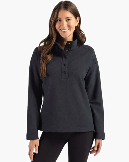 Hunts Point Recycled Fleece Women's Hybrid Snap Placket Pullover