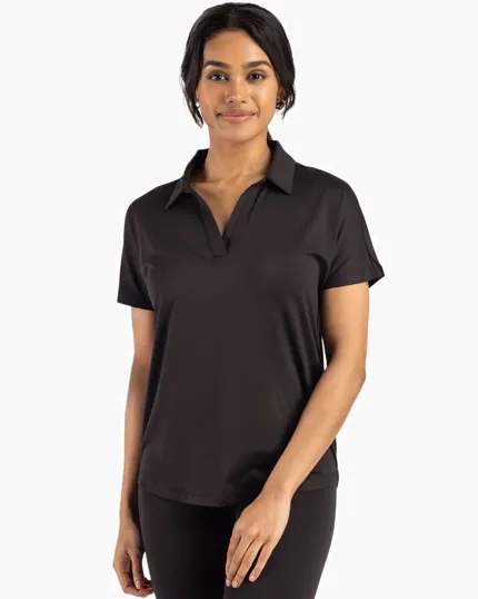 Coastline Recycled Double Peached Women's Dolman Polo — view 3