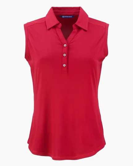 Forge Recycled Four-Way Stretch Womens Sleeveless Polo — view 6