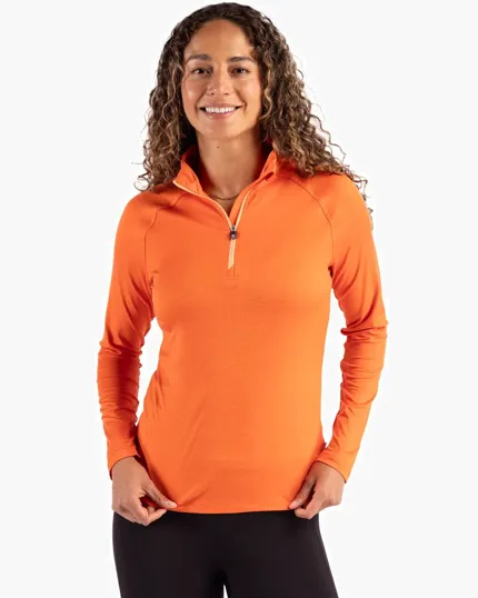 Coastline Recycled Double Peached Women's Quarter Zip Pullover — view 3