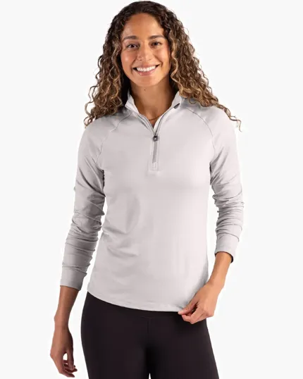 Coastline Recycled Double Peached Women's Quarter Zip Pullover — view 4