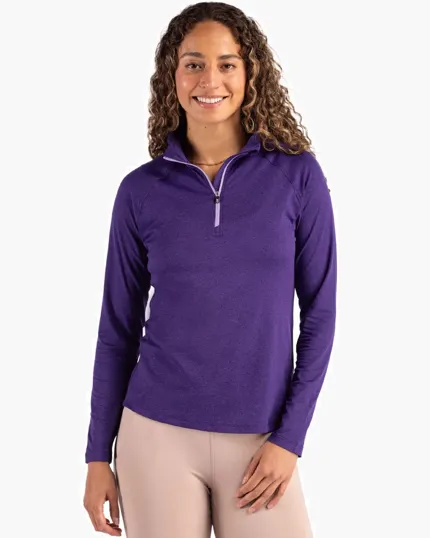 Coastline Recycled Double Peached Women's Quarter Zip Pullover — view 5