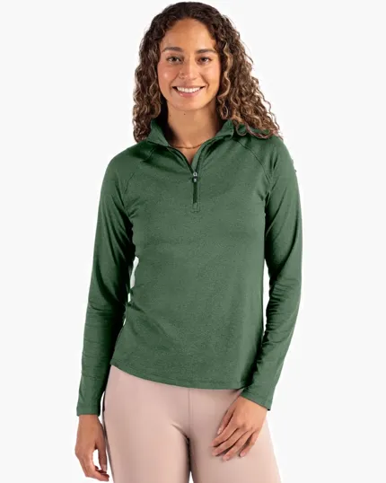 Coastline Recycled Double Peached Women's Quarter Zip Pullover — view 7