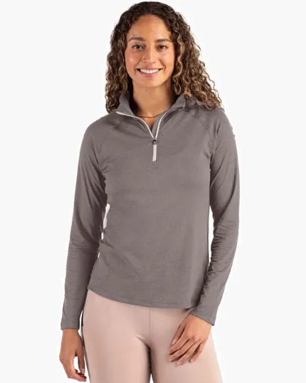 Coastline Recycled Double Peached Women's Quarter Zip Pullover — view 8