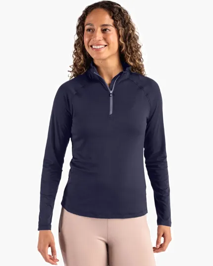 Coastline Recycled Double Peached Women's Quarter Zip Pullover — view 9