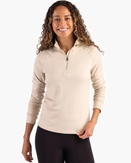 Coastline Recycled Double Peached Women's Quarter Zip Pullover — view 12