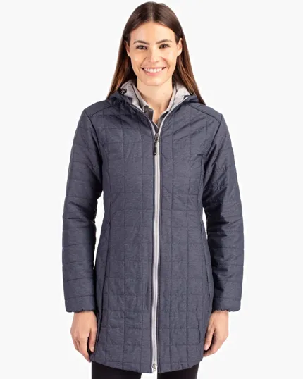 Rainier Recycled Insulated Puffer Women's Full Zip Hooded Long Coat