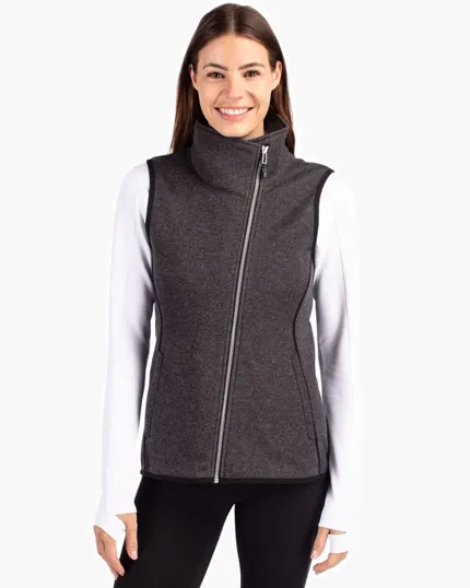 Mainsail Sweater-Knit Women's Full Zip Asymmetrical Vest — view 3