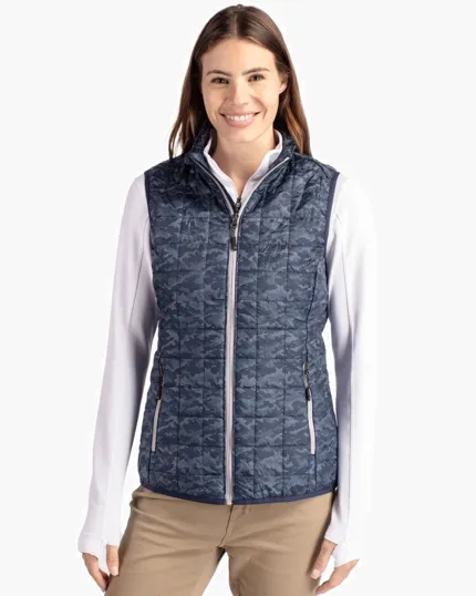 Rainier Recycled Insulated Printed Puffer Full Zip Vest — view 2