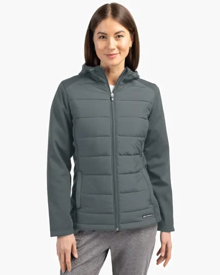 Evoke Recycled Honeycomb Fleece Womens Hybrid Full Zip Jacket — view 3