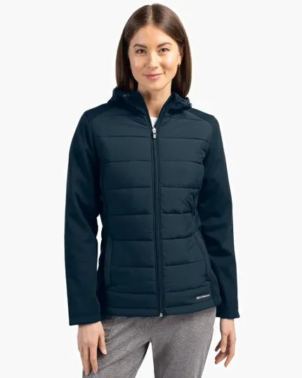 Evoke Recycled Honeycomb Fleece Womens Hybrid Full Zip Jacket — view 4