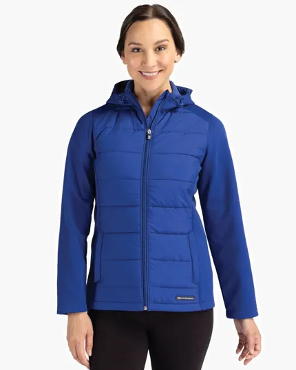 Evoke Recycled Honeycomb Fleece Womens Hybrid Full Zip Jacket — view 15