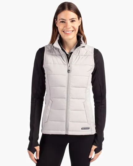 Evoke Recycled Honeycomb Fleece Women's Hybrid Full Zip Vest — view 2