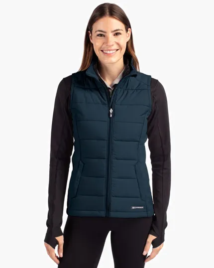 Evoke Recycled Honeycomb Fleece Women's Hybrid Full Zip Vest — view 4