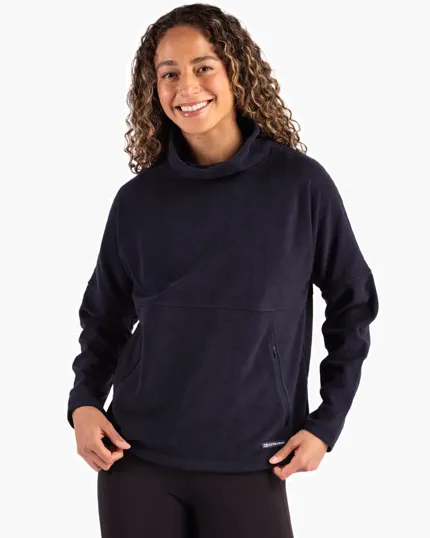 Women's Recycled Fleece Funnel Neck Pullover Jacket — view 3