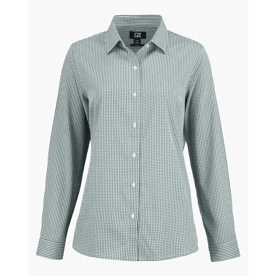 Skyline Recycled Gingham Women's Long Sleeve Spread Collar Dress Shirt — view 10