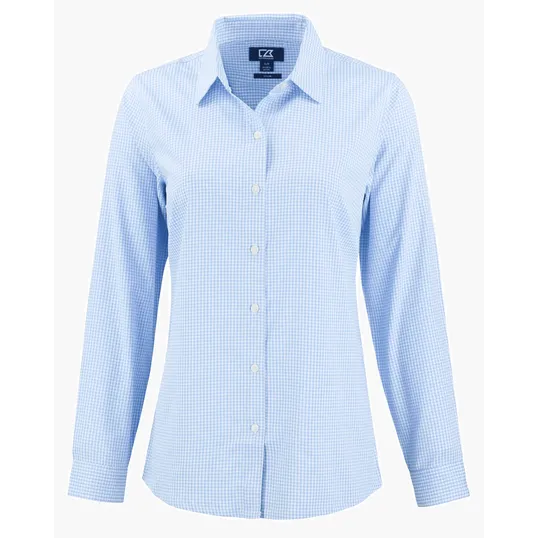 Skyline Recycled Gingham Women's Long Sleeve Spread Collar Dress Shirt — view 12