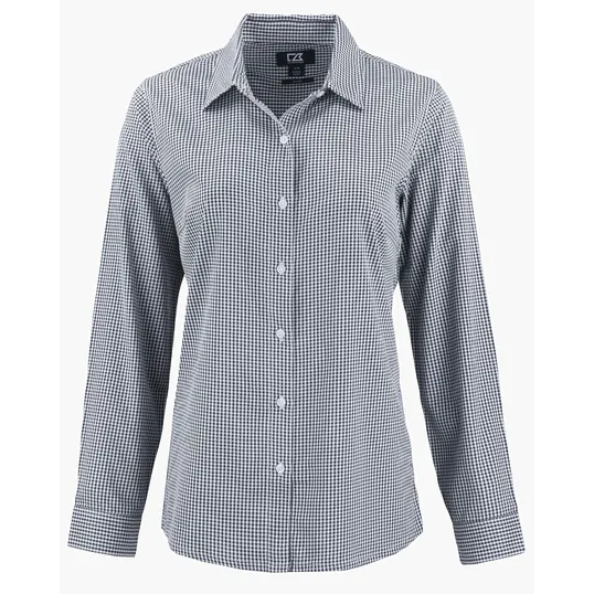 Skyline Recycled Gingham Women's Long Sleeve Spread Collar Dress Shirt — view 13