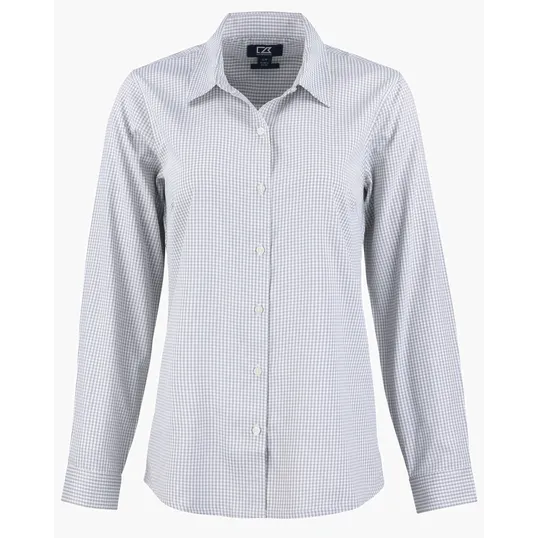 Skyline Recycled Gingham Women's Long Sleeve Spread Collar Dress Shirt — view 15