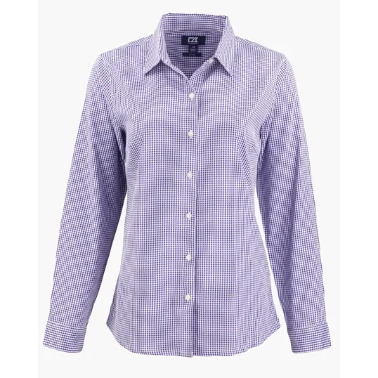 Skyline Recycled Gingham Women's Long Sleeve Spread Collar Dress Shirt — view 16