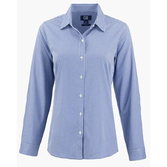 Skyline Recycled Gingham Women's Long Sleeve Spread Collar Dress Shirt — view 19