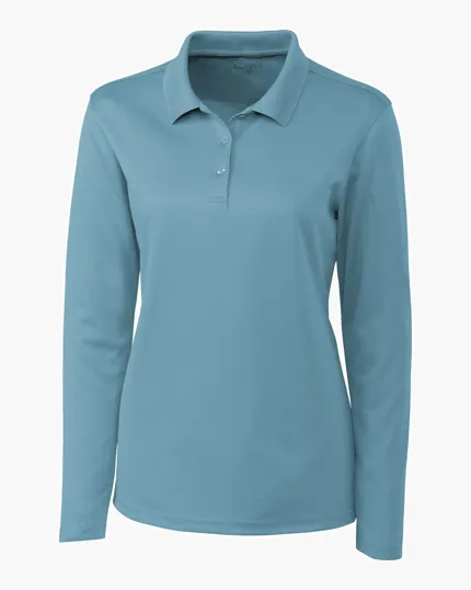 Clique Spin Solution-Dyed Performance Pique Women's Long Sleeve Polo — view 3