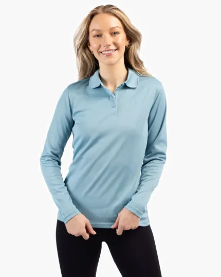 Clique Spin Solution-Dyed Performance Pique Women's Long Sleeve Polo