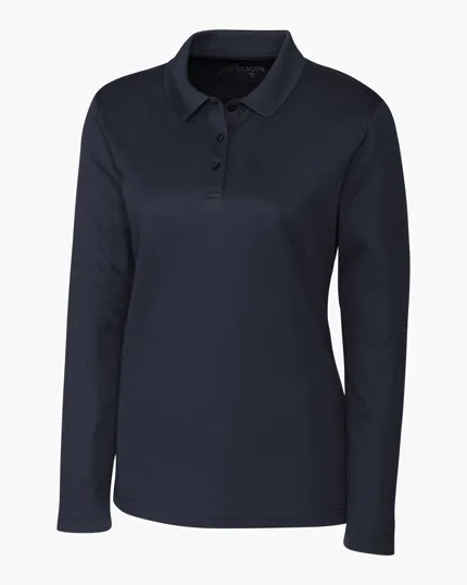 Clique Spin Solution-Dyed Performance Pique Women's Long Sleeve Polo — view 4