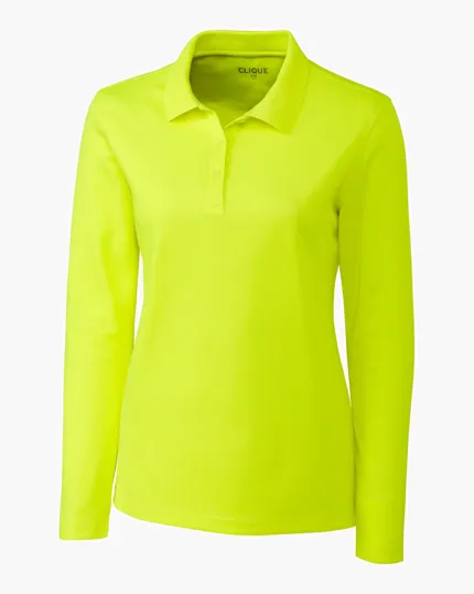 Clique Spin Solution-Dyed Performance Pique Women's Long Sleeve Polo — view 7