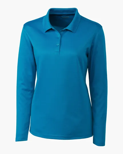 Clique Spin Solution-Dyed Performance Pique Women's Long Sleeve Polo — view 8