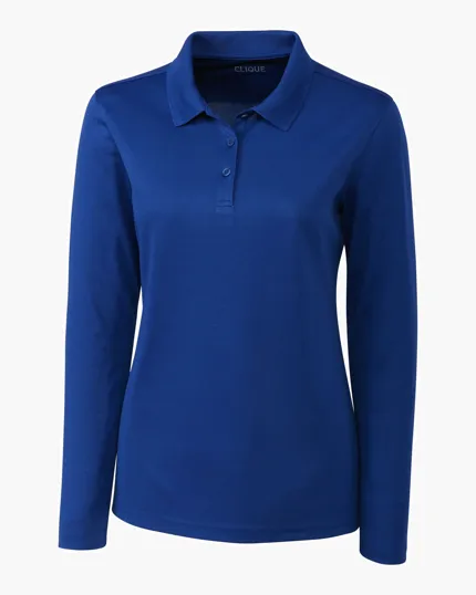 Clique Spin Solution-Dyed Performance Pique Women's Long Sleeve Polo — view 13