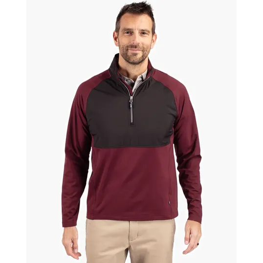Adapt Recycled Soft Knit Stretch Men's Hybrid Quarter Zip Pullover — view 2
